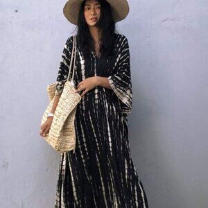 RanRui Women's Plus Size Caftans tie dye Vneck Kaftan Dresses Loose Soft Kaftan